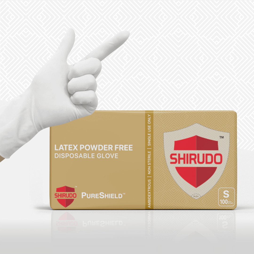SHIRUDO PureShield Natural White Latex Disposable Glove (9"/6.0g/100pcs)
