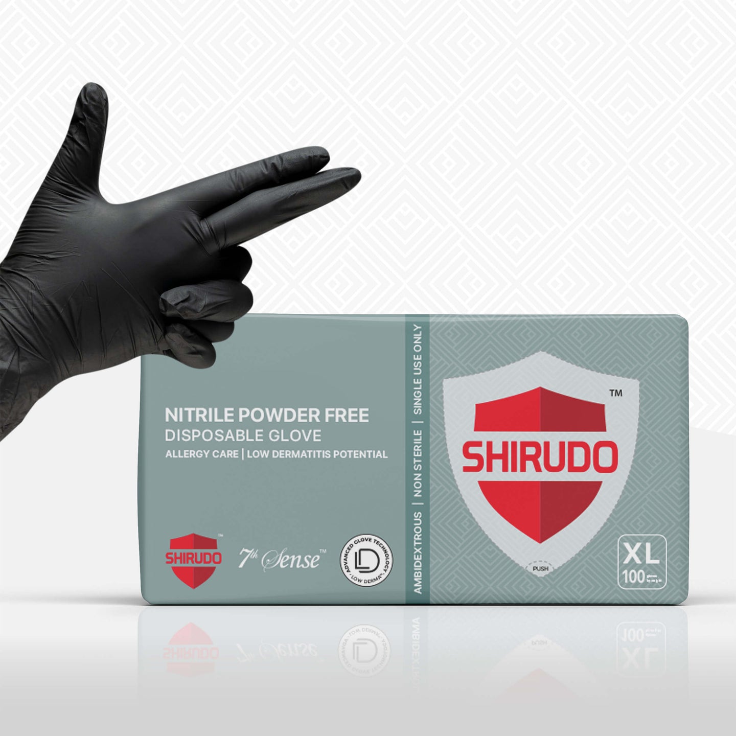 SHIRUDO 7th Sense Nitrile Disposable Glove, LD technology, Food Safe (9"/3.2g/100pcs)
