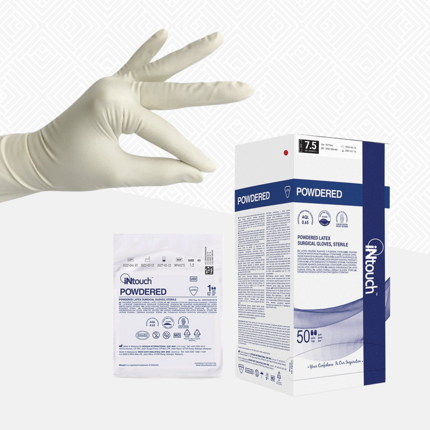 iNtouch Powdered Sterile Latex Surgical Gloves (12"/11.0g/1pair)