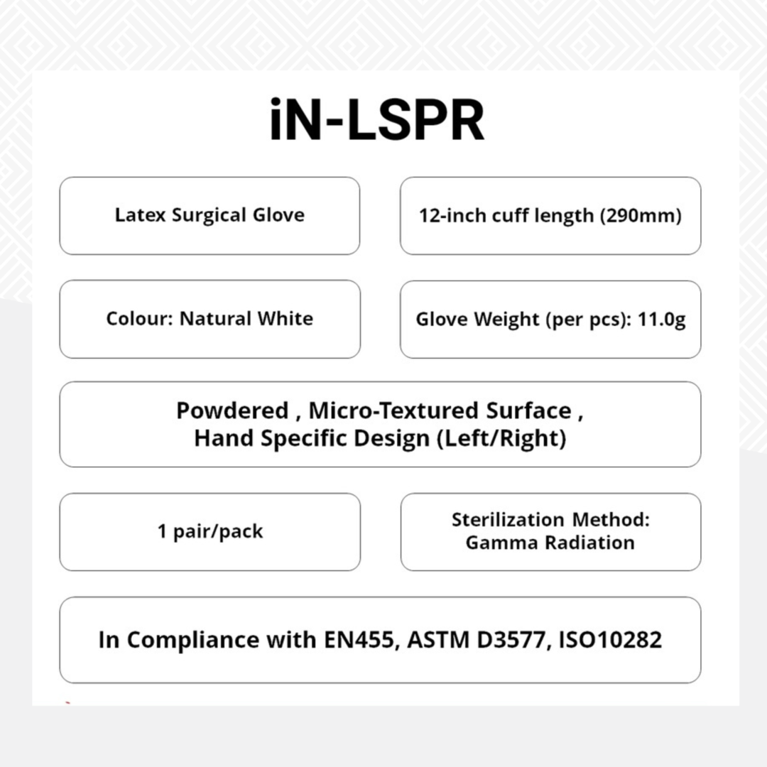 iNtouch Powdered Sterile Latex Surgical Gloves (12"/11.0g/1pair)