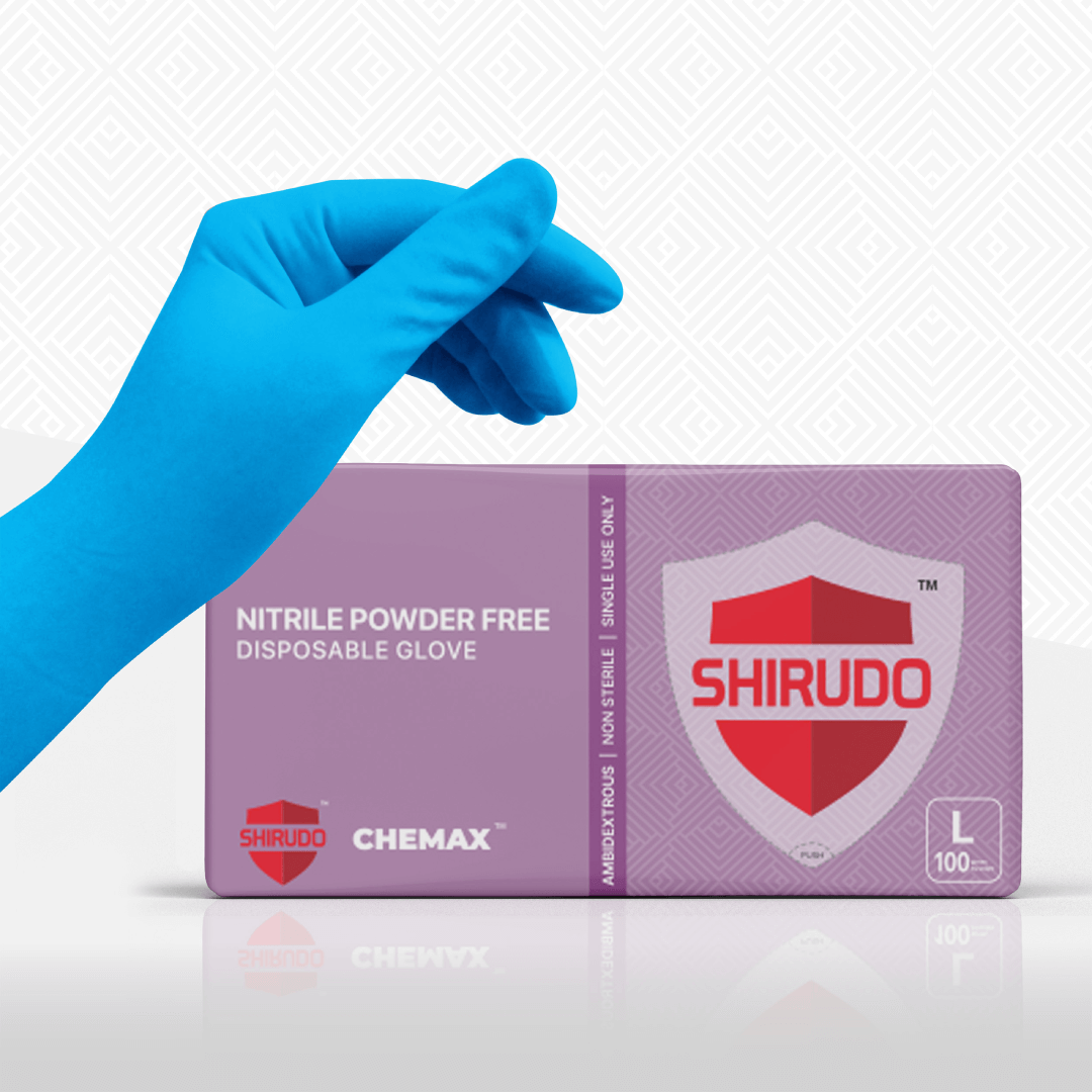 SHIRUDO CHEMAX Nitrile Disposable Glove - Blue (9"/4.2g/100 Pcs)