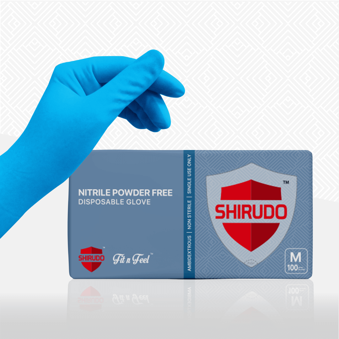 SHIRUDO Fit n Feel Nitrile Disposable Glove, Powder Free (9"/3.0g/100pcs)