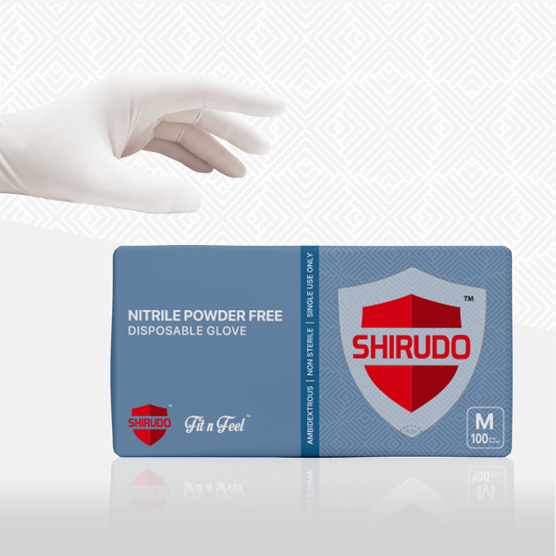 SHIRUDO Fit n Feel Nitrile Disposable Glove, Powder Free (9"/3.0g/100pcs)