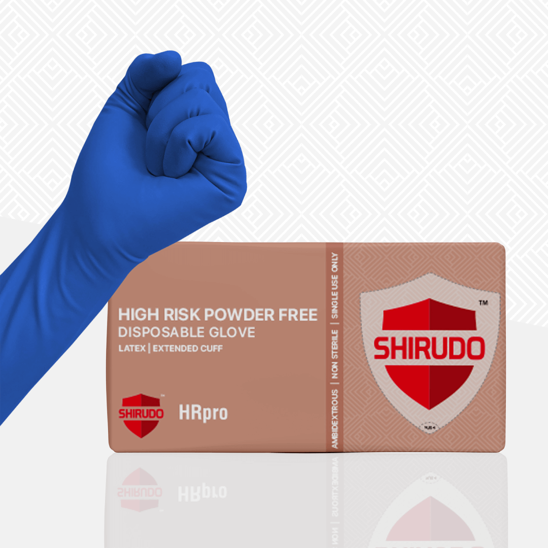 SHIRUDO HRPro High Risk Latex Disposable Glove - Blue (12"/18.5g/50 Pcs)