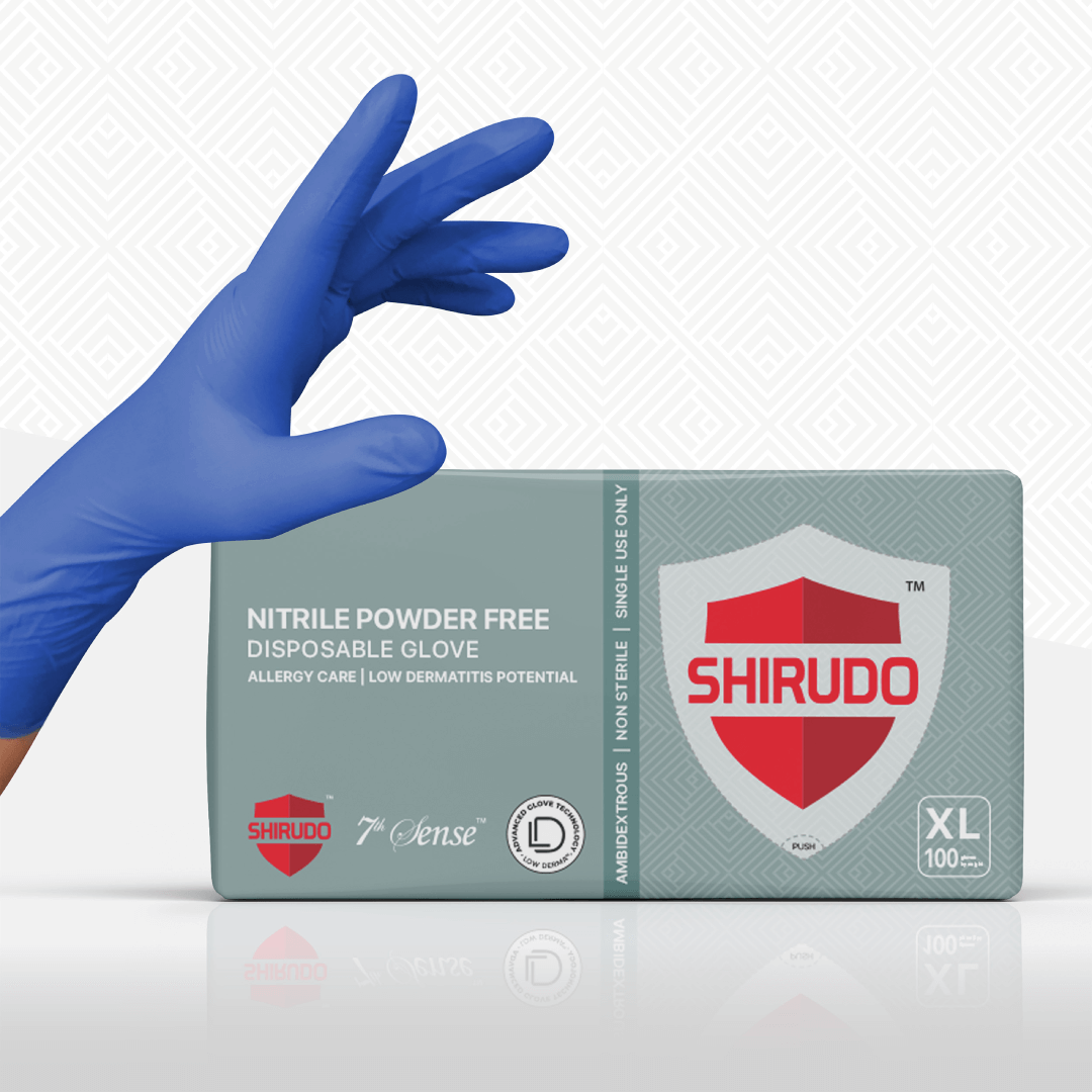 SHIRUDO 7th Sense Violet Blue Nitrile Disposable Glove - LD technology, powder free (9"/3.7g/100pcs)