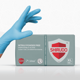 SHIRUDO 7th Sense Sky Blue Nitrile Disposable Glove – LD technology, Food Safe (9"/3.8g/100pcs)