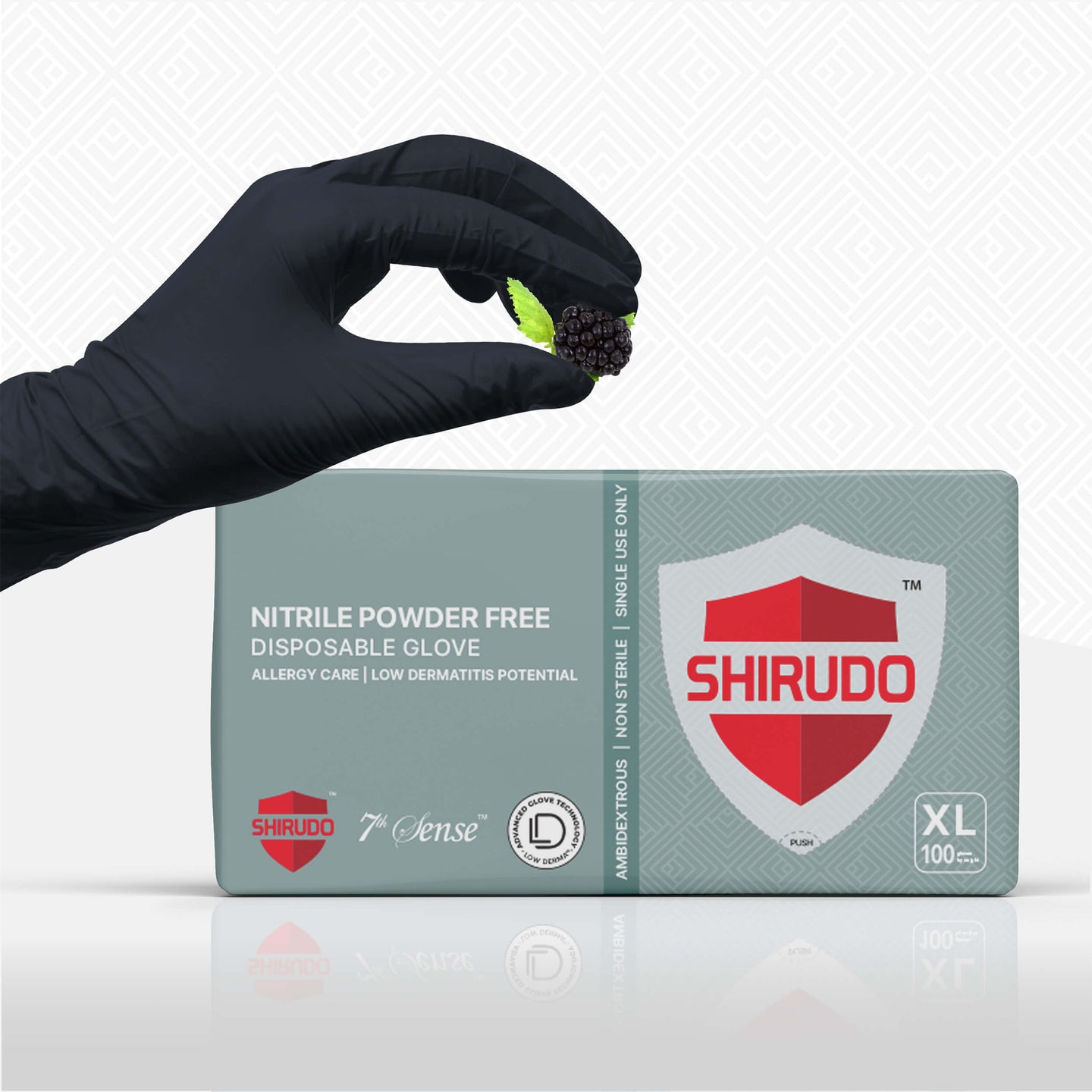 SHIRUDO 7th Sense BerryBlack Nitrile Disposable Glove, LD technology, Food Safe (10"/5g/100pcs)