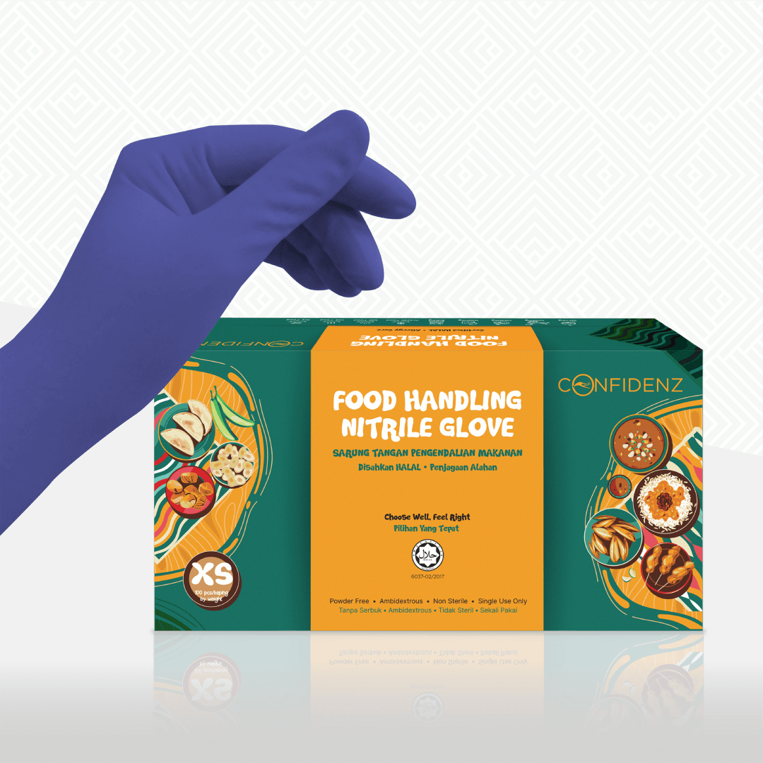 [HALAL] CONFIDENZ Blue Nitrile Disposable Glove (9"/3.5g/100pcs)