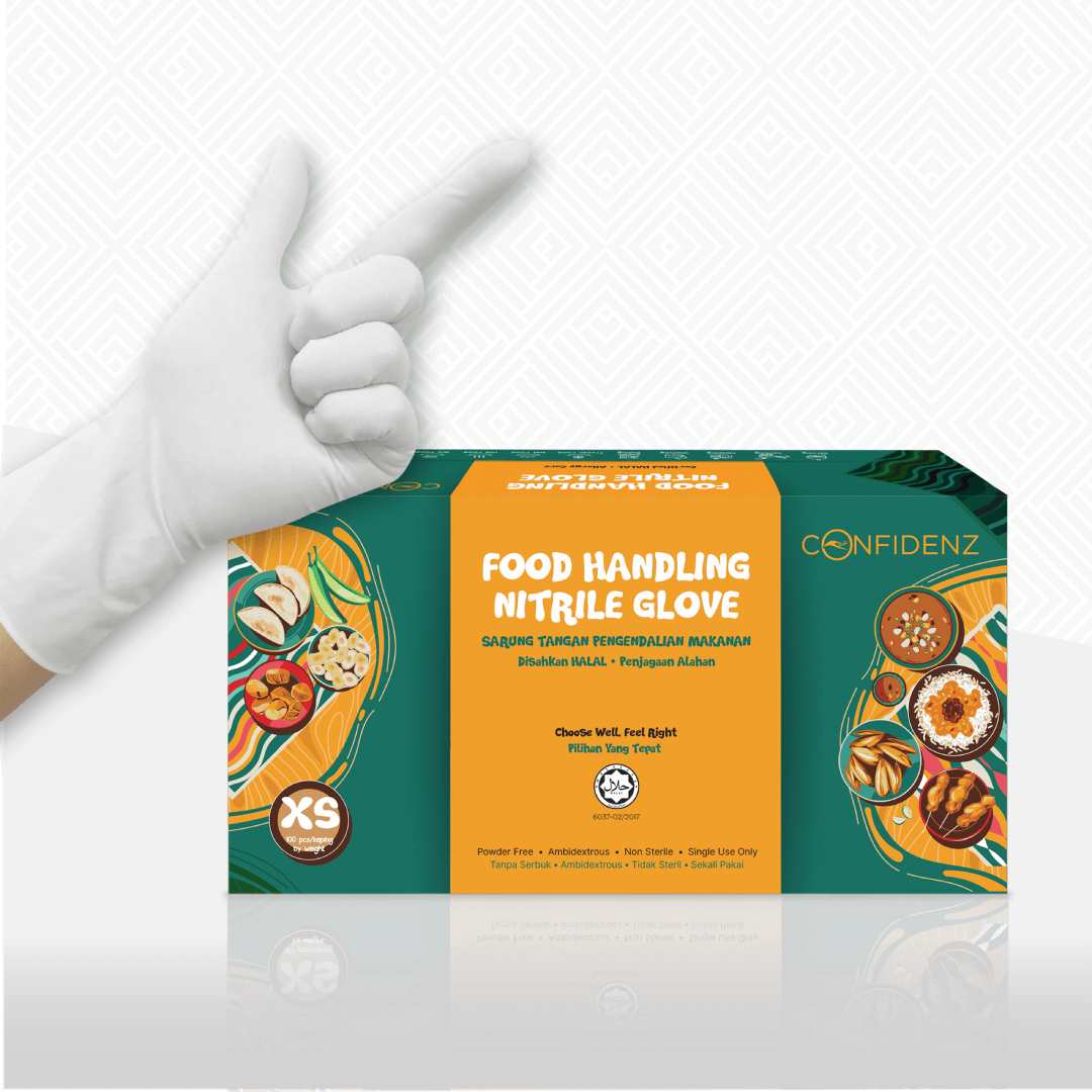 [HALAL] CONFIDENZ White Nitrile Disposable Glove (9"/3.5g/100pcs)