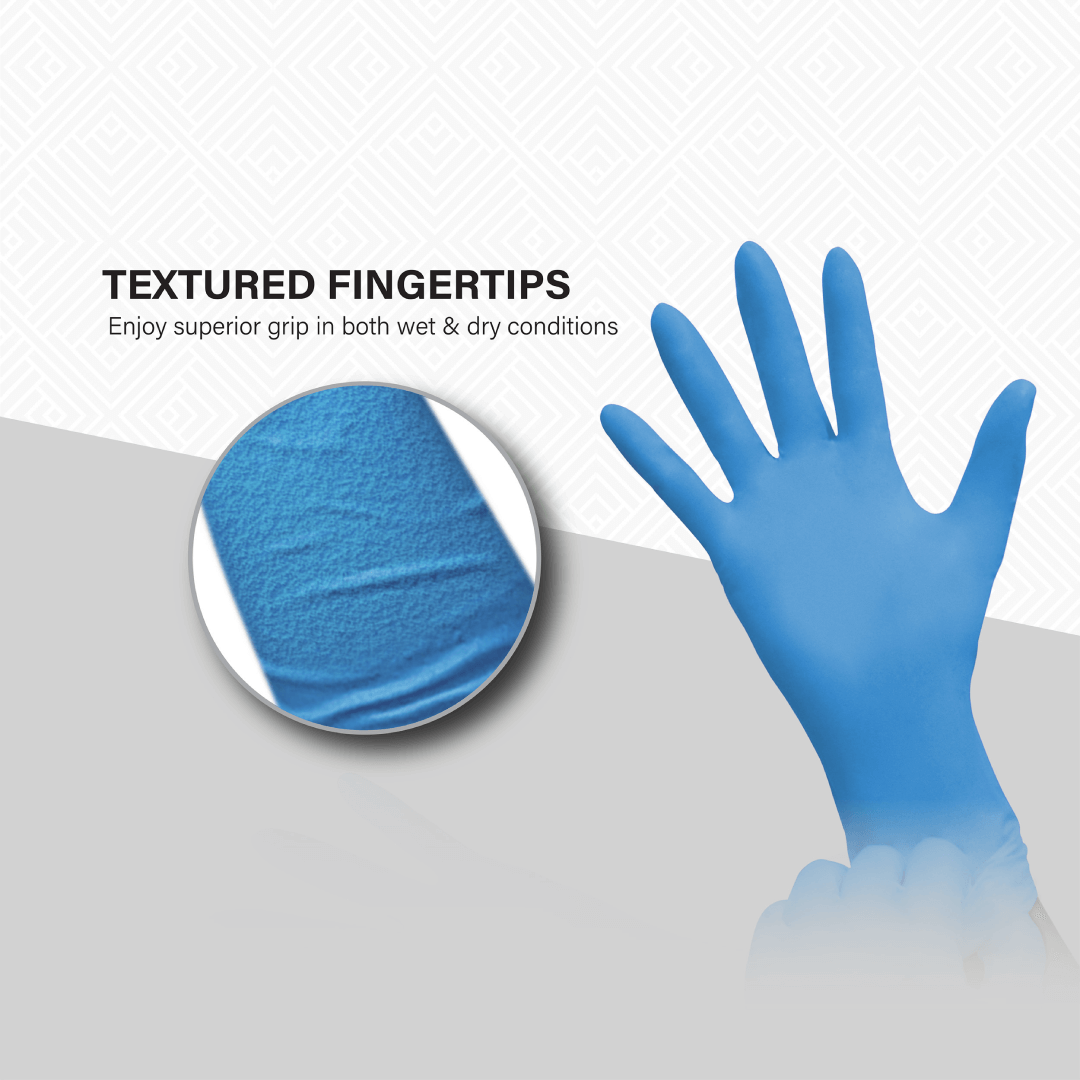 [HALAL] CONFIDENZ Blue Nitrile Disposable Gloves -LD technology, Food Safe (9"/4.6g/100pcs)