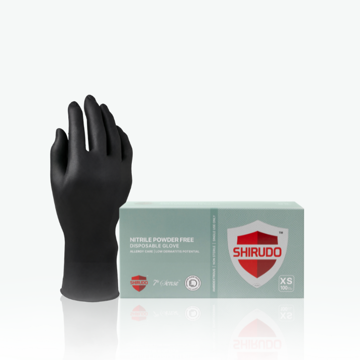 Shirudo 7th Sense Nitrile Disposable Glove, LD Technology™, Food Safe (9.5"/3.2g/100pcs)