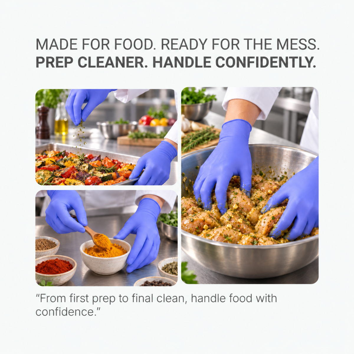 Confidenz Halal Blue Nitrile Disposable Glove, Food Safe (9.5