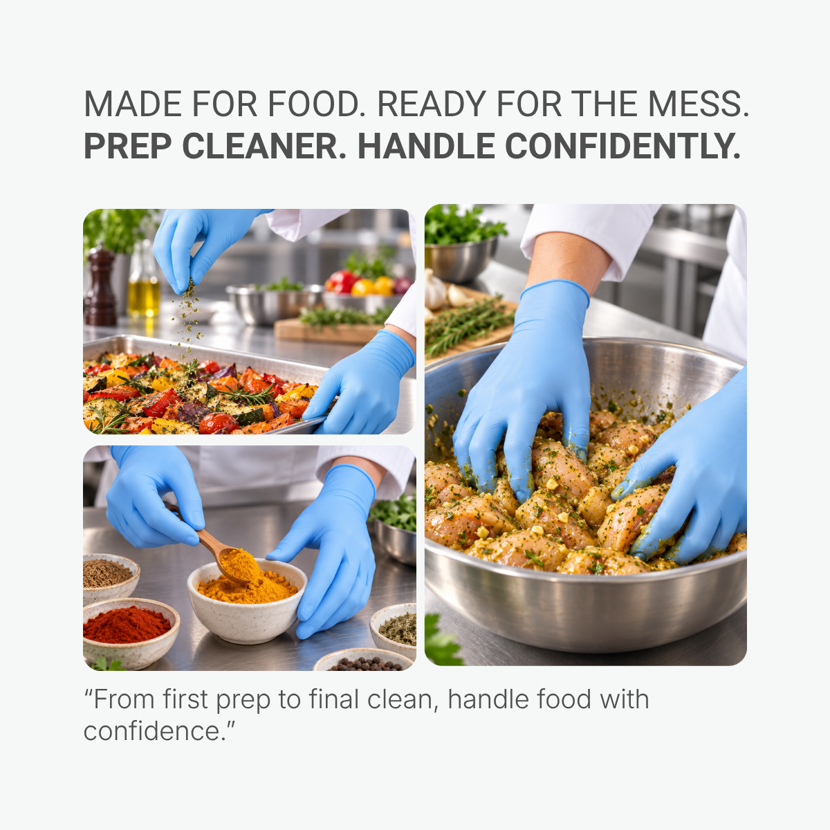 Confidenz Halal Blue Nitrile Disposable Gloves, LD Technology™, Food Safe (9.5"/4.6g/100pcs)