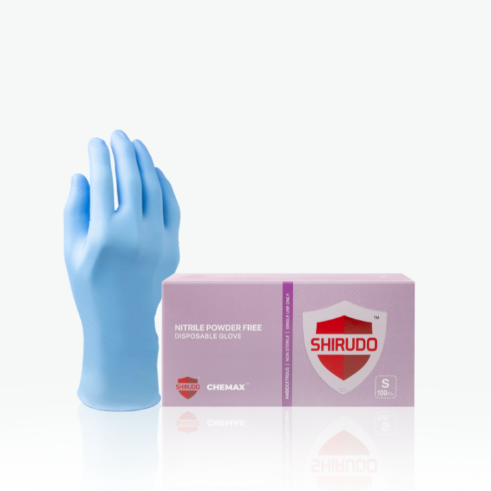 Shirudo Chemax Blue Nitrile Disposable Glove (9.5"/4.2g/100pcs)
