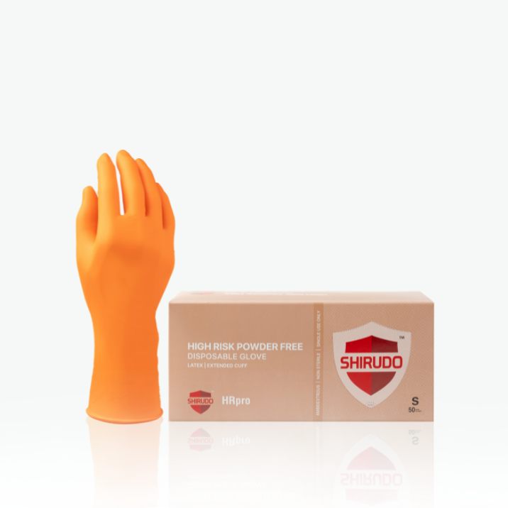 Shirudo HRpro High Risk Orange Nitrile Disposable Glove (10.6"/7.2g/50pcs)