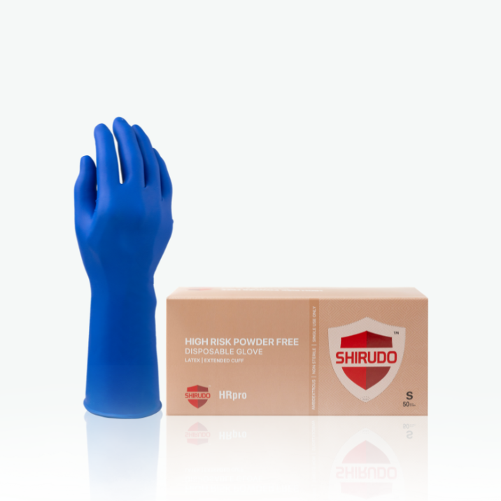 Shirudo HRpro High Risk Blue Latex Disposable Glove (11.6"/18.5g/50pcs)
