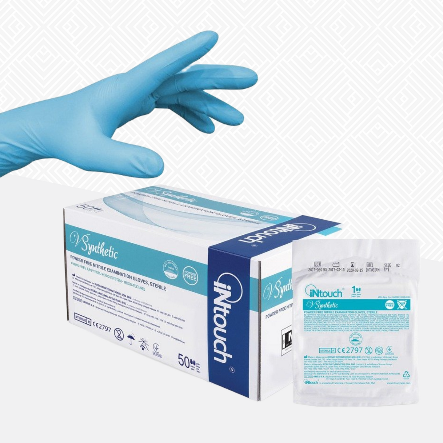 iNtouch V Synthetic Sterile Powder Free Nitrile Examination Glove (12”/6.8g)