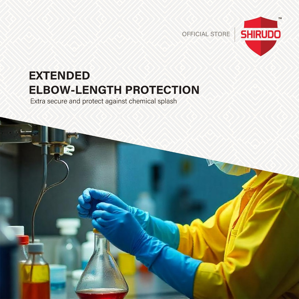 Shirudo HRpro High Risk Blue Elbow Length Nitrile Disposable Glove (16"/14.5g/20pcs)